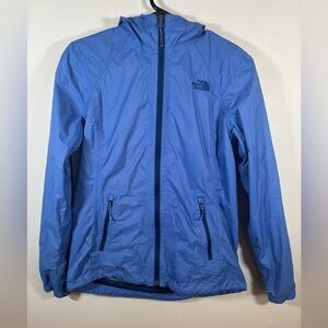 The North Face Womens Small Blue Hooded Windbreaker Jacket Lightweight
